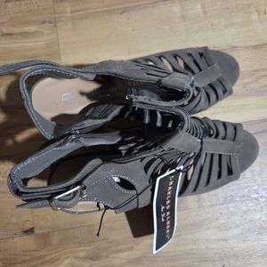 Charles Albert Brown Sandals Open Toe Vegan Cone Heel with Cage Design Size 9